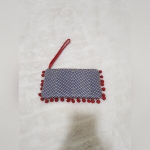 Blue and Red Chevron Clutch with Zigzag Design